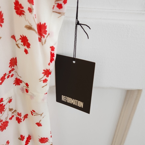 New Reformation Parrot Mini Dress in Floral Telegraph Print - Picture 7 of 14